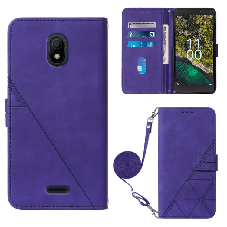 For Nokia C100 Crossbody 3D Embossed Flip Leather Phone Case