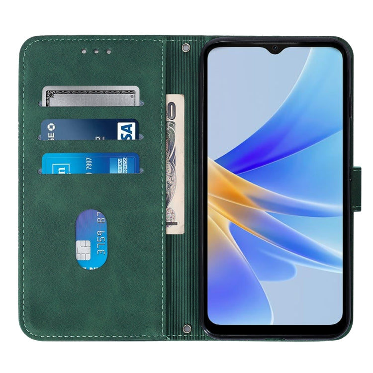 For OPPO A17 4G Crossbody 3D Embossed Flip Leather Phone Case