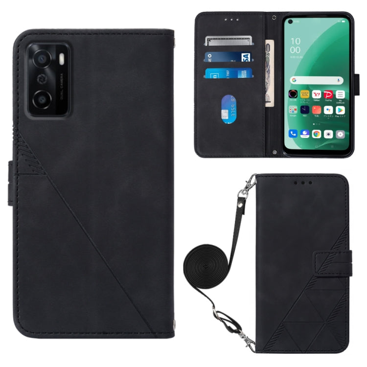 For OPPO A55S 5G CPH2309 JP Edition Crossbody 3D Embossed Flip Leather Phone Case
