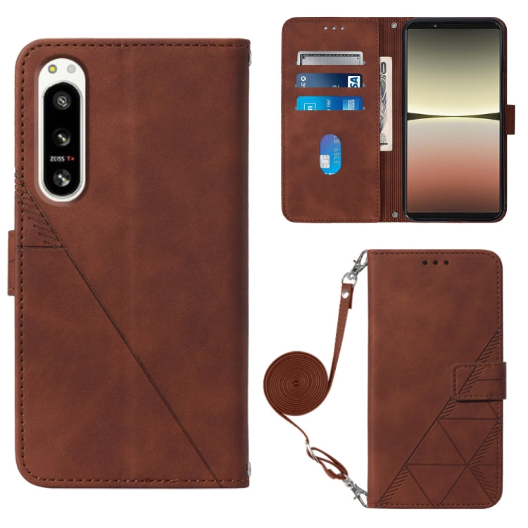 For Sony Xperia 5 IV Crossbody 3D Embossed Flip Leather Phone Case