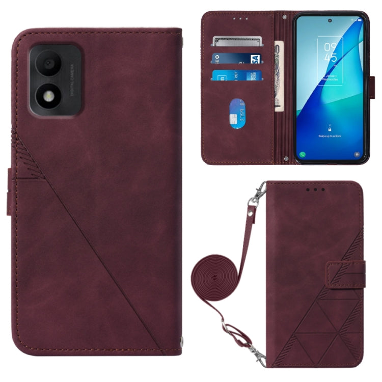 For TCL 303 Crossbody 3D Embossed Flip Leather Phone Case