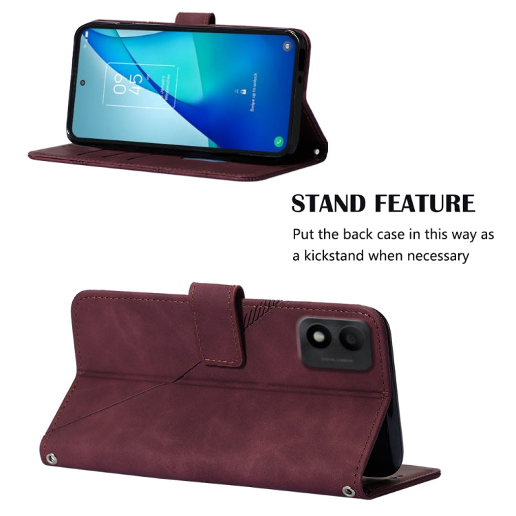 For TCL 303 Crossbody 3D Embossed Flip Leather Phone Case