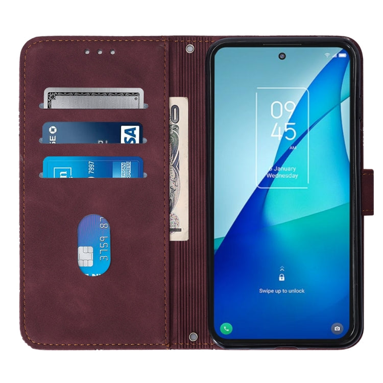 For TCL 303 Crossbody 3D Embossed Flip Leather Phone Case