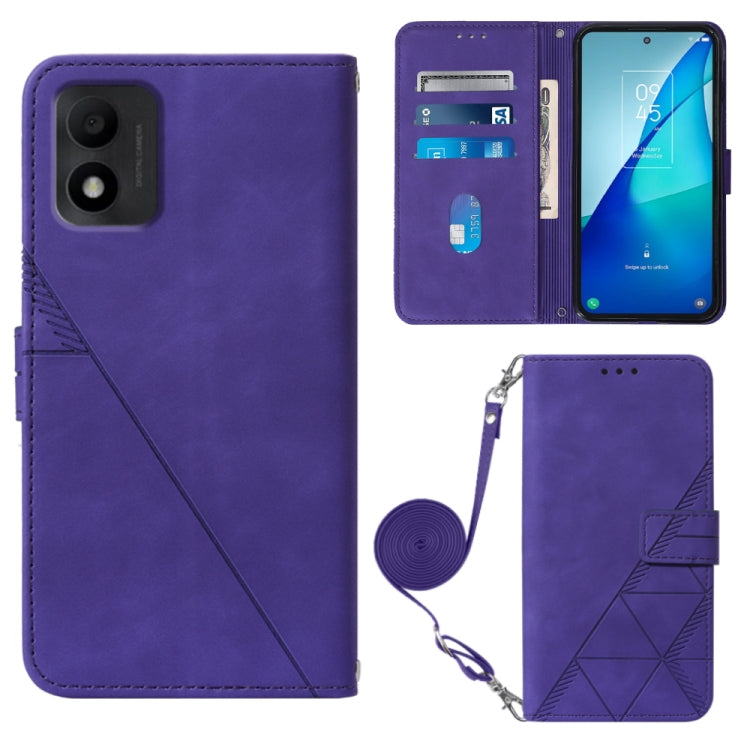 For TCL 303 Crossbody 3D Embossed Flip Leather Phone Case