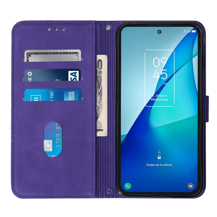 For TCL 303 Crossbody 3D Embossed Flip Leather Phone Case