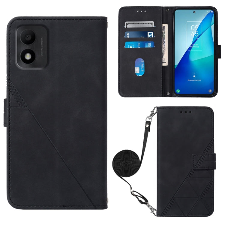 For TCL 303 Crossbody 3D Embossed Flip Leather Phone Case