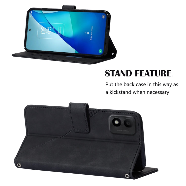 For TCL 303 Crossbody 3D Embossed Flip Leather Phone Case