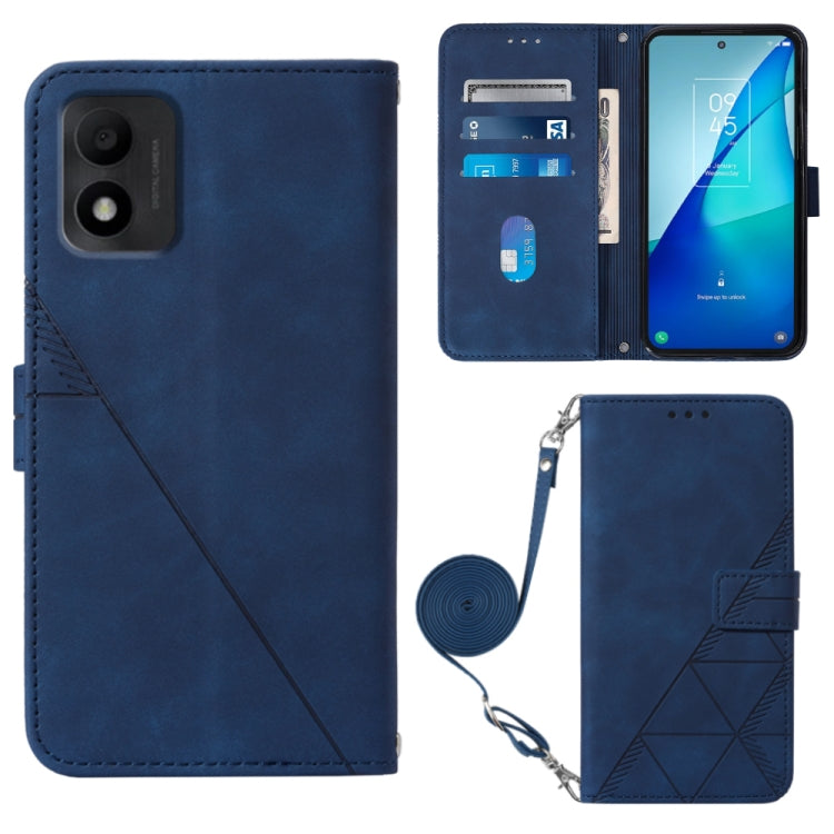 For TCL 303 Crossbody 3D Embossed Flip Leather Phone Case