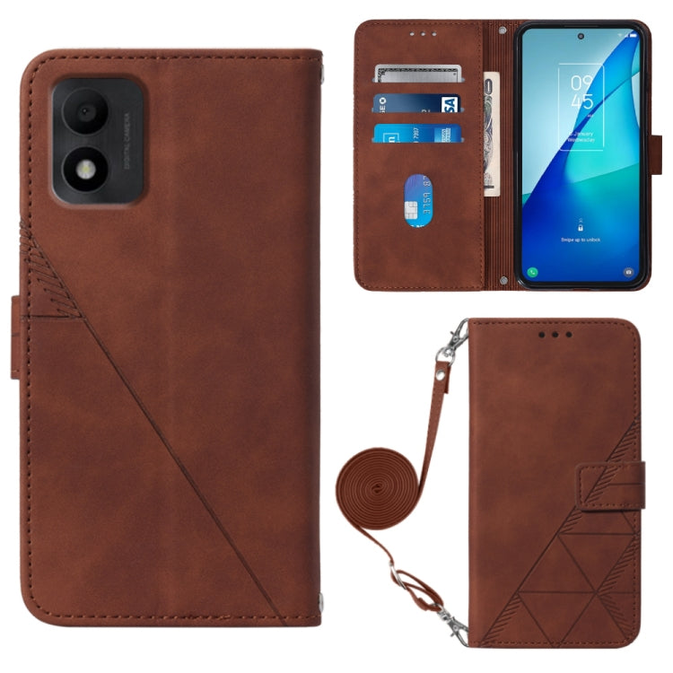 For TCL 303 Crossbody 3D Embossed Flip Leather Phone Case