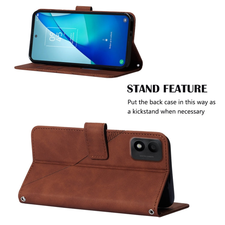For TCL 303 Crossbody 3D Embossed Flip Leather Phone Case