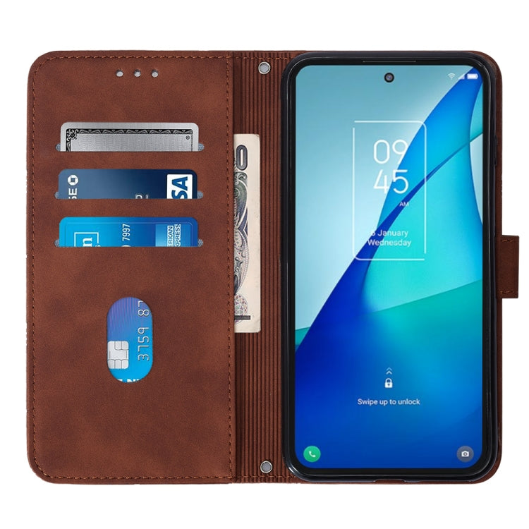 For TCL 303 Crossbody 3D Embossed Flip Leather Phone Case