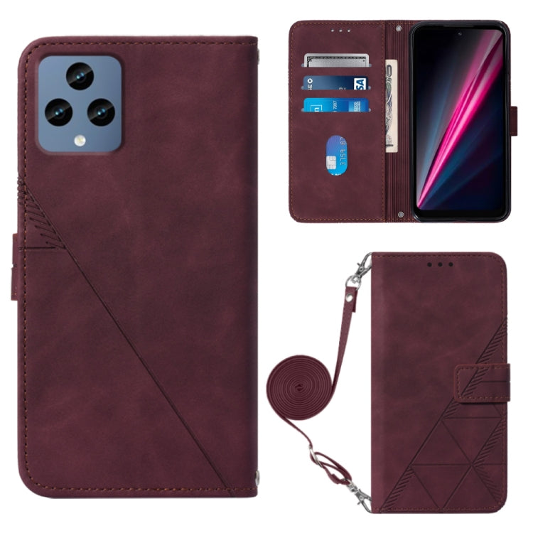 For T-Mobile Revvl 6 5G Crossbody 3D Embossed Flip Leather Phone Case