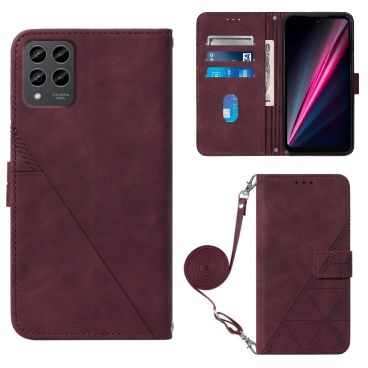 For T-Mobile Revvl 6 Pro 5G Crossbody 3D Embossed Flip Leather Phone Case
