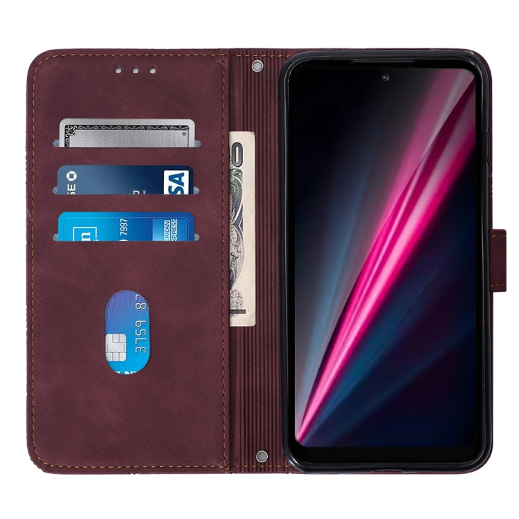 For T-Mobile Revvl 6 Pro 5G Crossbody 3D Embossed Flip Leather Phone Case