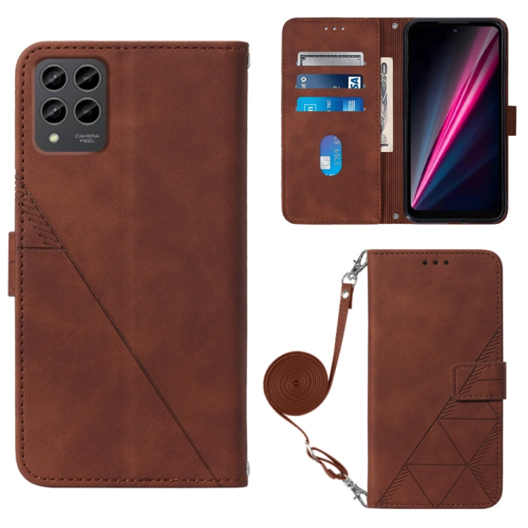 For T-Mobile Revvl 6 Pro 5G Crossbody 3D Embossed Flip Leather Phone Case
