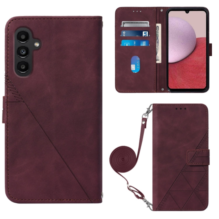 For Samsung Galaxy A14 5G Crossbody 3D Embossed Flip Leather Phone Case