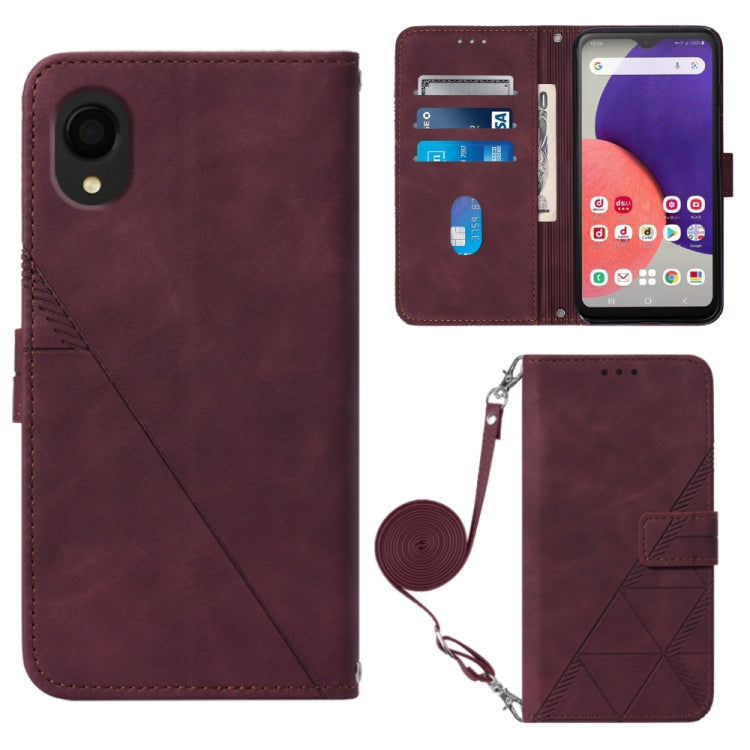 For Samsung Galaxy A22 5G JP Edition Crossbody 3D Embossed Flip Leather Phone Case