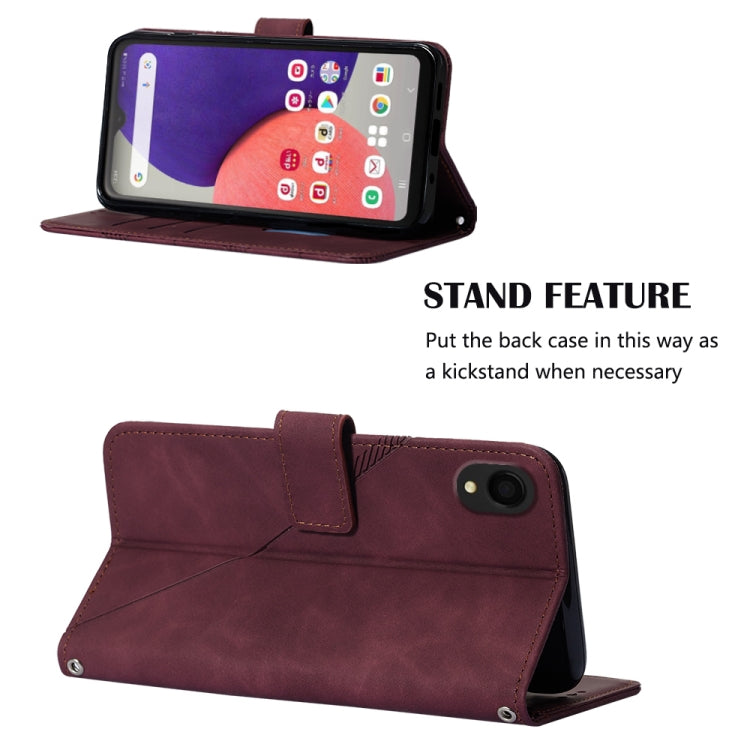 For Samsung Galaxy A22 5G JP Edition Crossbody 3D Embossed Flip Leather Phone Case
