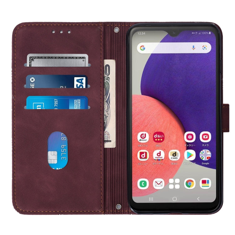 For Samsung Galaxy A22 5G JP Edition Crossbody 3D Embossed Flip Leather Phone Case
