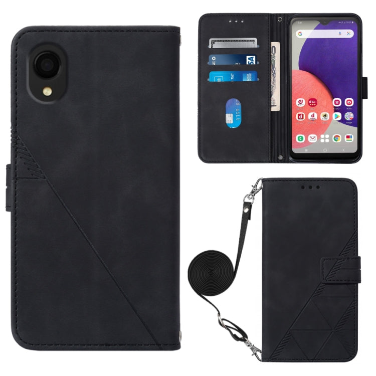 For Samsung Galaxy A22 5G JP Edition Crossbody 3D Embossed Flip Leather Phone Case