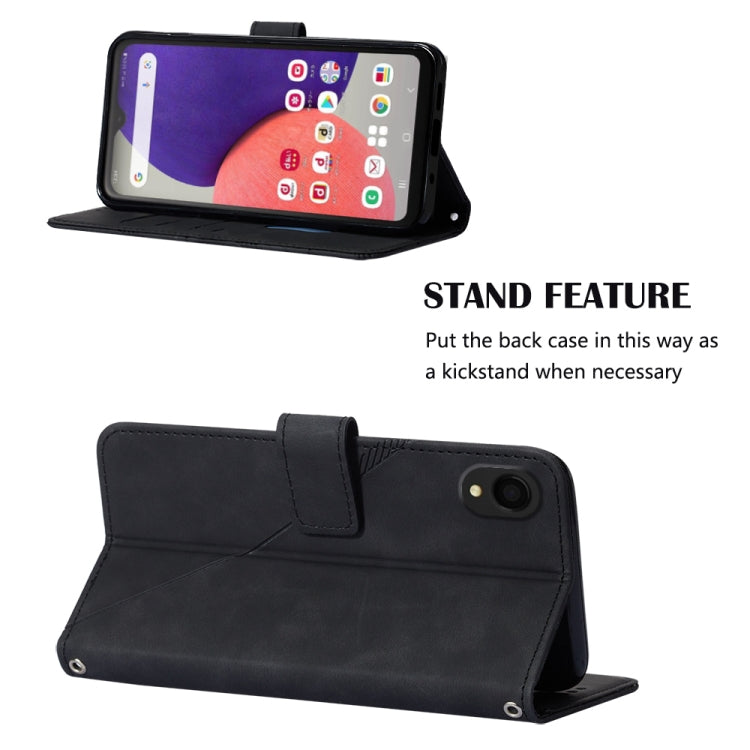 For Samsung Galaxy A22 5G JP Edition Crossbody 3D Embossed Flip Leather Phone Case
