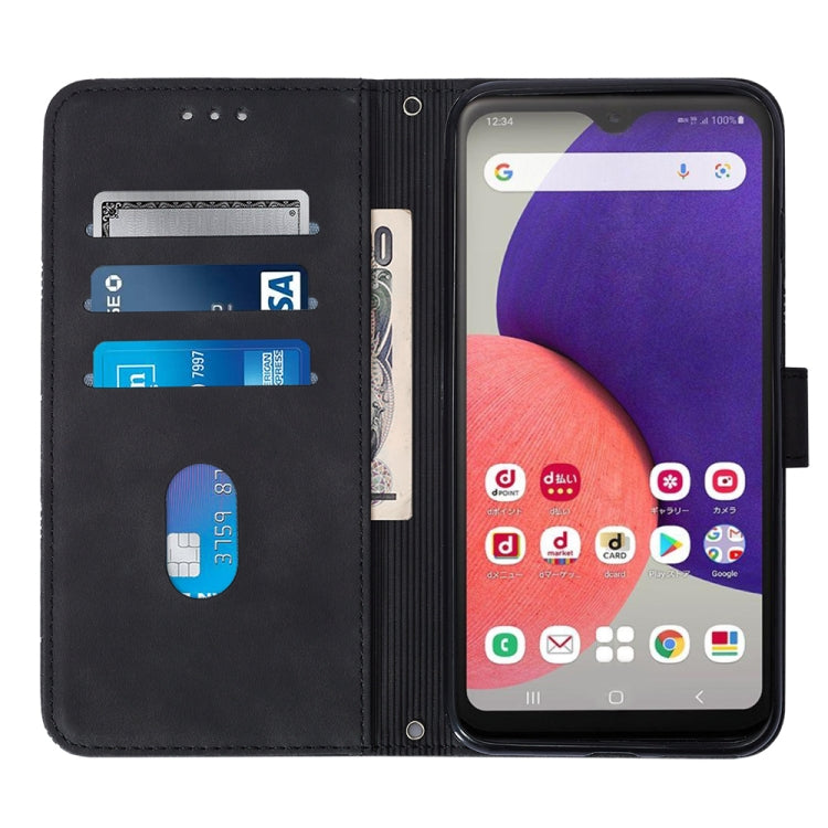 For Samsung Galaxy A22 5G JP Edition Crossbody 3D Embossed Flip Leather Phone Case