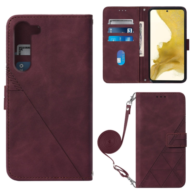For Samsung Galaxy S23 5G Crossbody 3D Embossed Flip Leather Phone Case