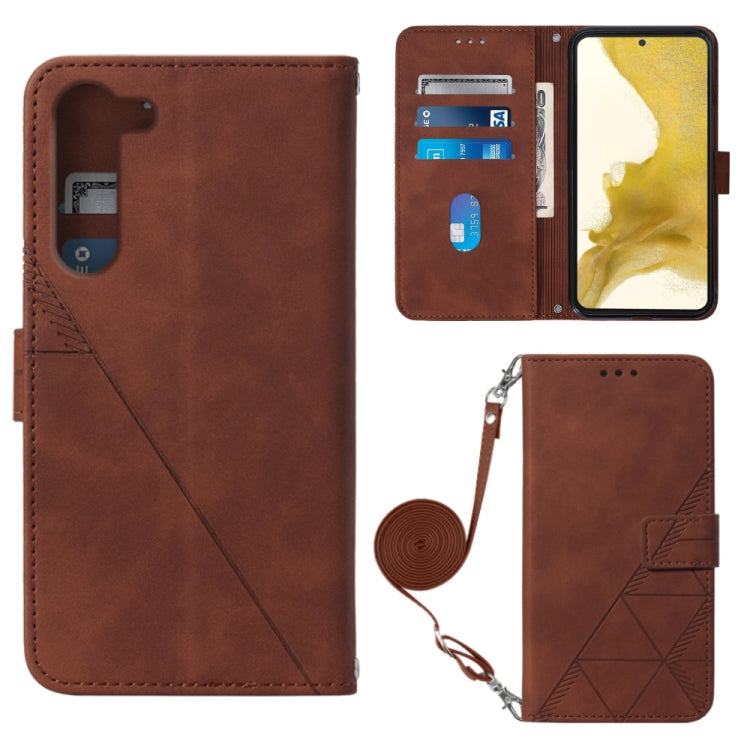 For Samsung Galaxy S23 5G Crossbody 3D Embossed Flip Leather Phone Case