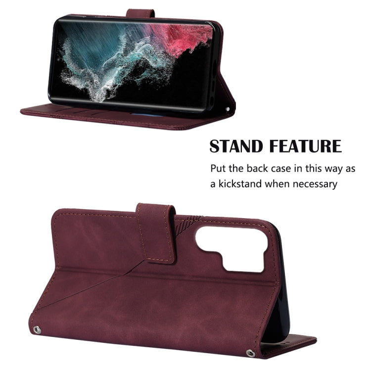 For Samsung Galaxy S23 Ultra 5G Crossbody 3D Embossed Flip Leather Phone Case