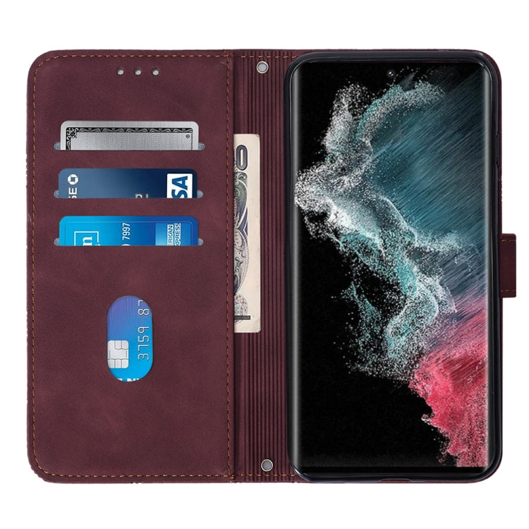For Samsung Galaxy S23 Ultra 5G Crossbody 3D Embossed Flip Leather Phone Case