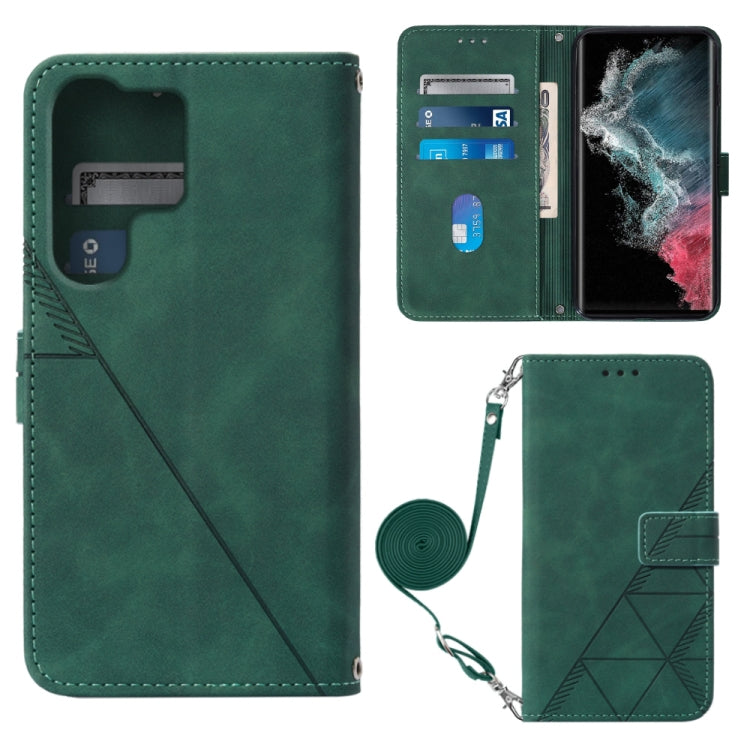 For Samsung Galaxy S23 Ultra 5G Crossbody 3D Embossed Flip Leather Phone Case
