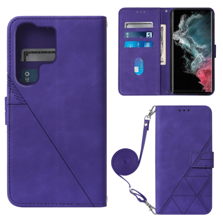 For Samsung Galaxy S23 Ultra 5G Crossbody 3D Embossed Flip Leather Phone Case