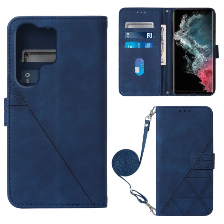 For Samsung Galaxy S23 Ultra 5G Crossbody 3D Embossed Flip Leather Phone Case