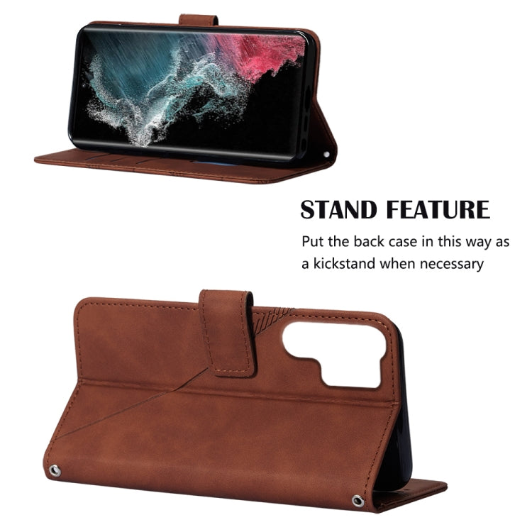 For Samsung Galaxy S23 Ultra 5G Crossbody 3D Embossed Flip Leather Phone Case