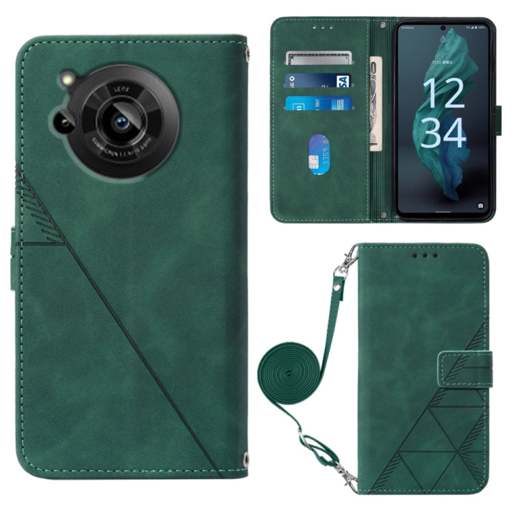 For Sharp Aquos R7 / P7 Crossbody 3D Embossed Flip Leather Phone Case