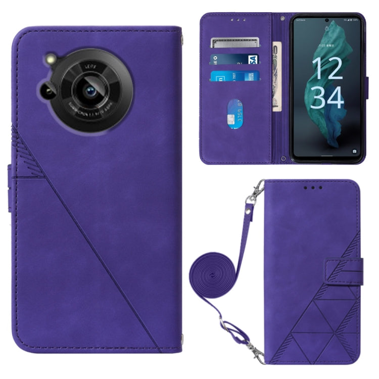 For Sharp Aquos R7 / P7 Crossbody 3D Embossed Flip Leather Phone Case
