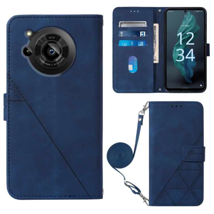 For Sharp Aquos R7 / P7 Crossbody 3D Embossed Flip Leather Phone Case