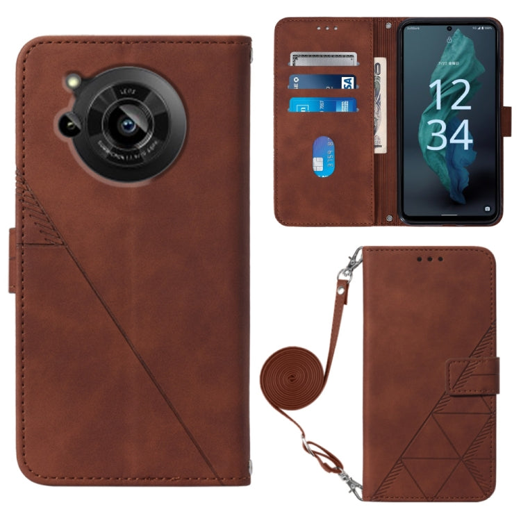 For Sharp Aquos R7 / P7 Crossbody 3D Embossed Flip Leather Phone Case