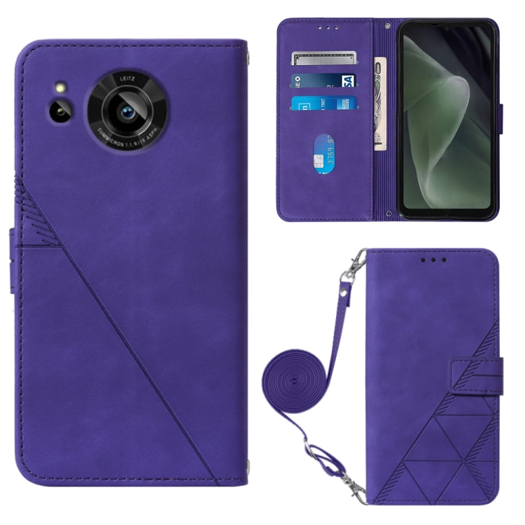 For Sharp Aquos Sense7 SH-V48 Crossbody 3D Embossed Flip Leather Phone Case