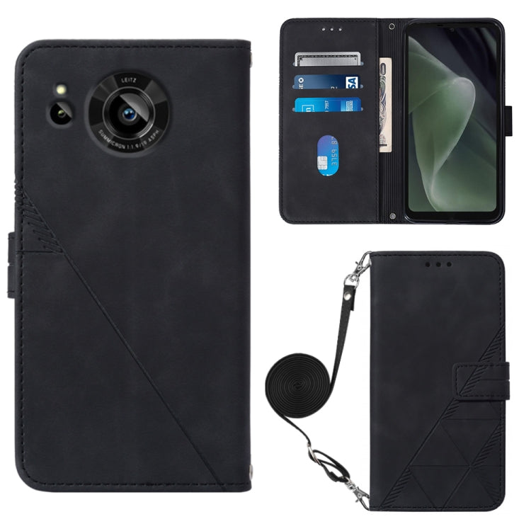 For Sharp Aquos Sense7 SH-V48 Crossbody 3D Embossed Flip Leather Phone Case