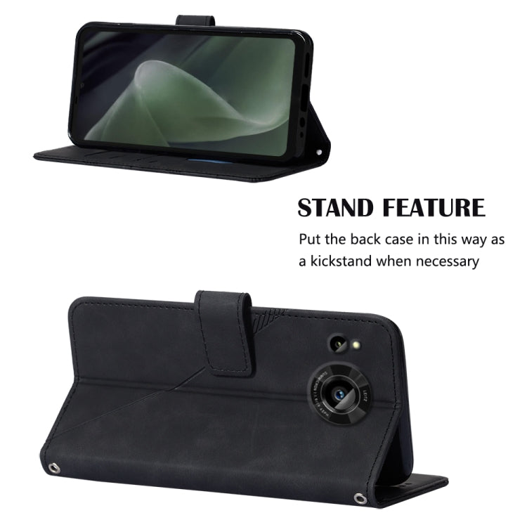 For Sharp Aquos Sense7 SH-V48 Crossbody 3D Embossed Flip Leather Phone Case