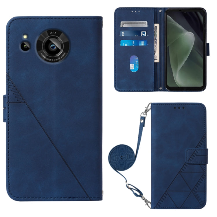 For Sharp Aquos Sense7 SH-V48 Crossbody 3D Embossed Flip Leather Phone Case
