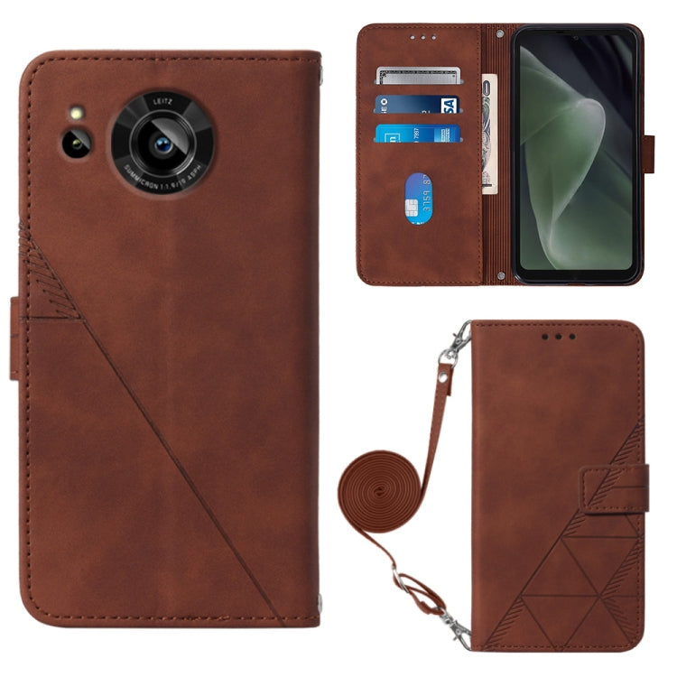 For Sharp Aquos Sense7 SH-V48 Crossbody 3D Embossed Flip Leather Phone Case