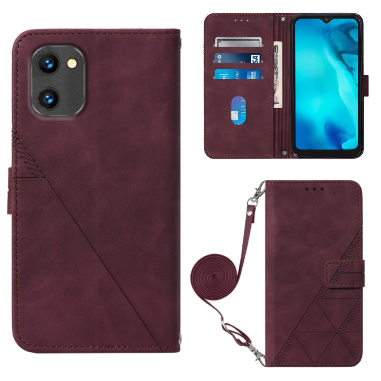 For UMIDIGI C1 Crossbody 3D Embossed Flip Leather Phone Case