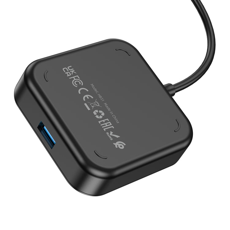 hoco HB31 Easy 4 in 1 USB-C / Type-C to USB3.0x4 Converter, Cable Length: 0.2m(Black)