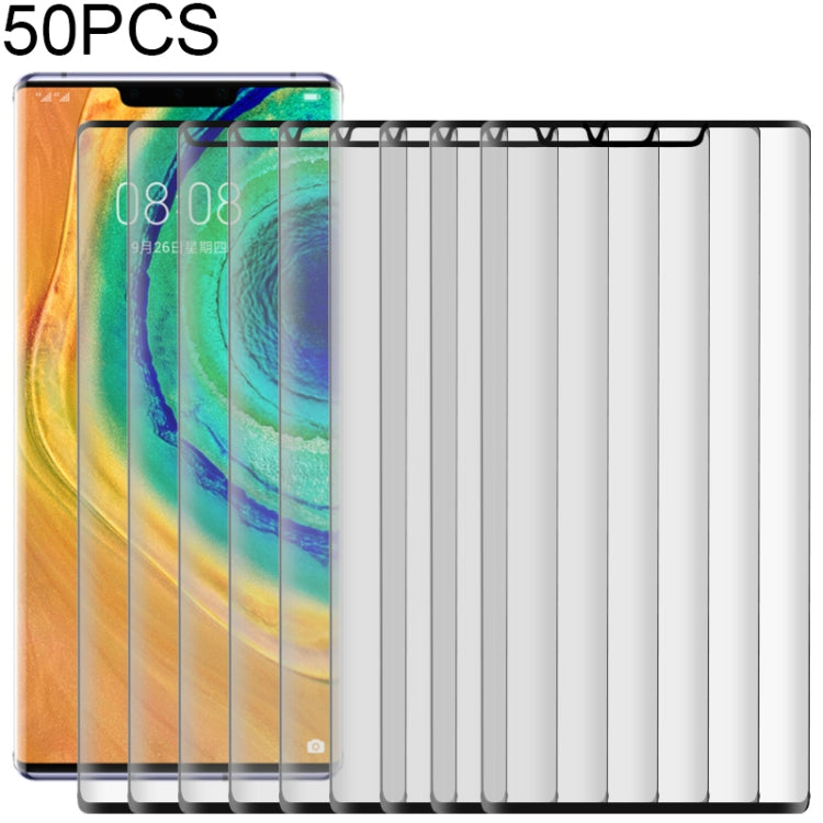 50 PCS 3D Curved Silk-screen PET Full Coverage Protective Film for Huawei Mate 30 Pro(Black)