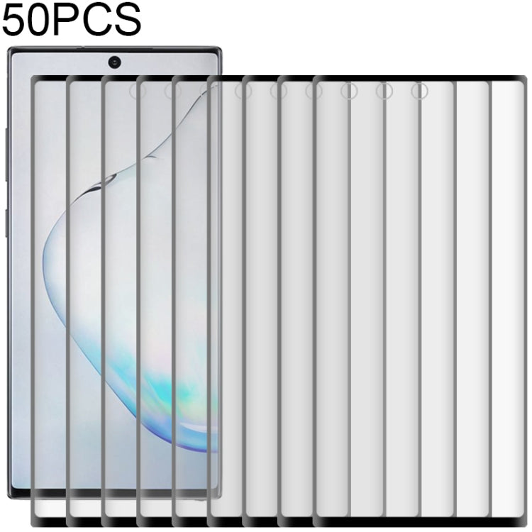 50 PCS 3D Curved Silk-screen PET Full Coverage Protective Film for Galaxy Note 10(Black)