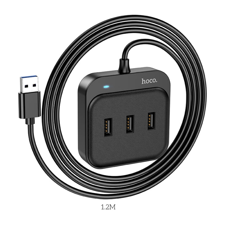 hoco HB31 Easy 4 in 1 USB to USB3.0+USB2.0x3 Converter, Cable Length:1.2m(Black)