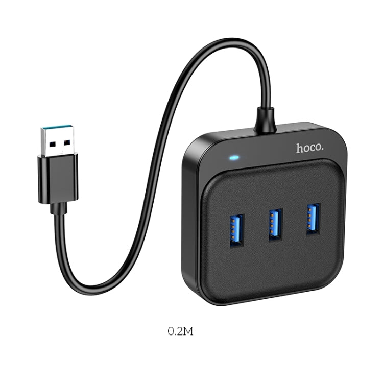 hoco HB31 Easy 4 in 1 USB to USB3.0x4 Converter, Cable Length:0.2m(Black)