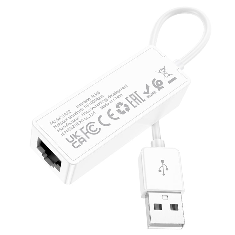 hoco UA22 Acquire USB Wired 100 Mbps Ethernet Adapter(White)
